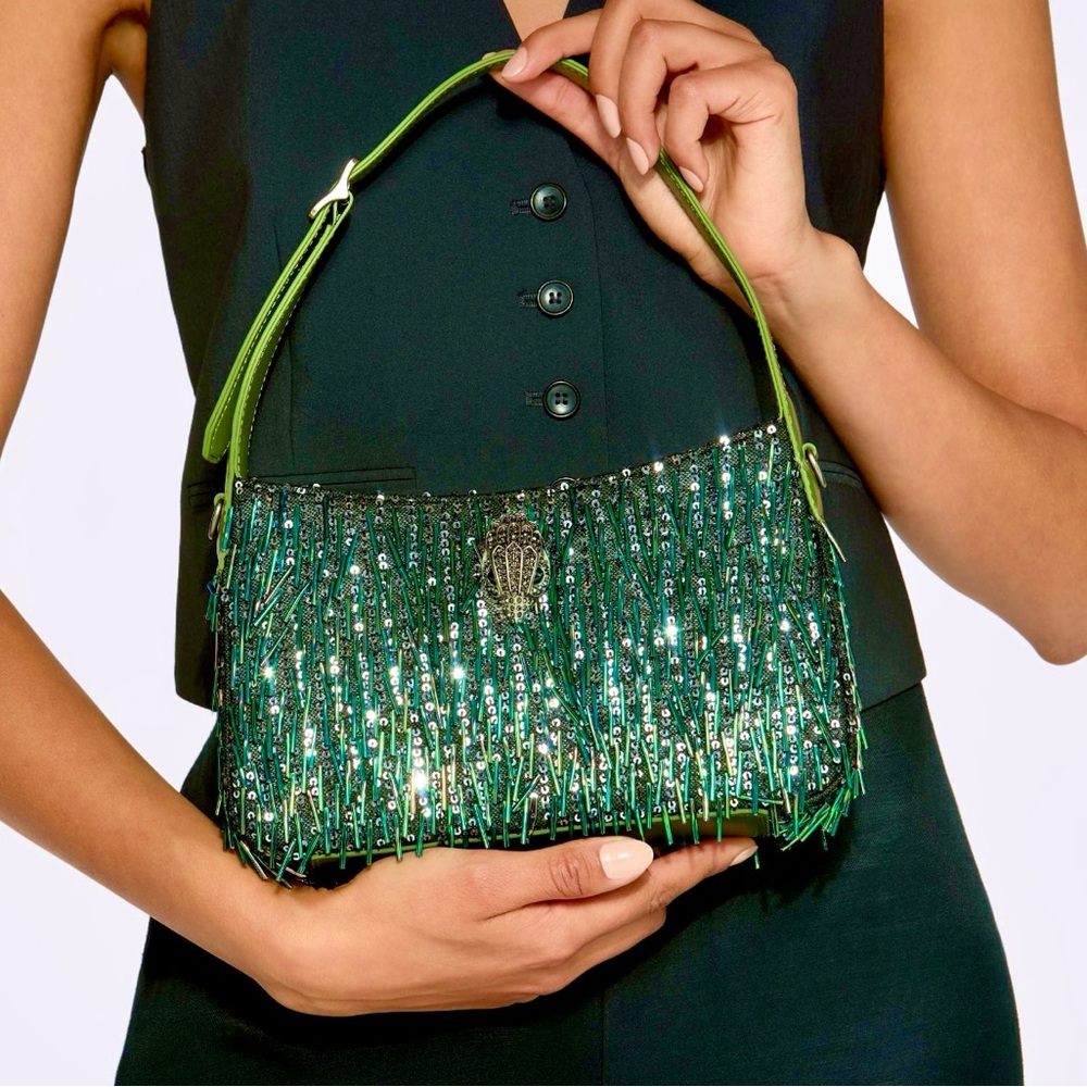 Kurt Geiger RP$318 NWT Bond Crossbody/Shoulder Bag Leather & Iridescent Beads